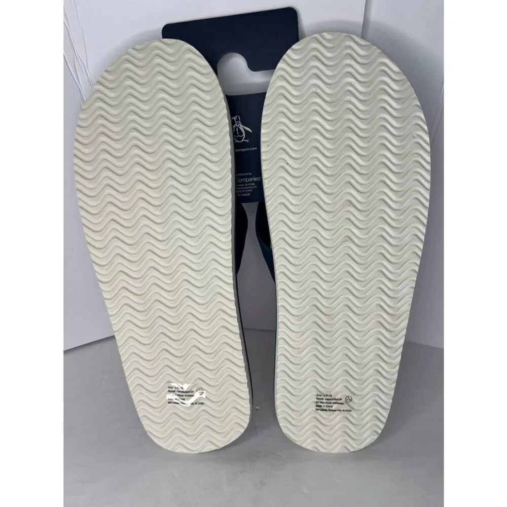 New Original Penguin Navy & Orange Tropical Floral Men's Flip Flops Various Sz